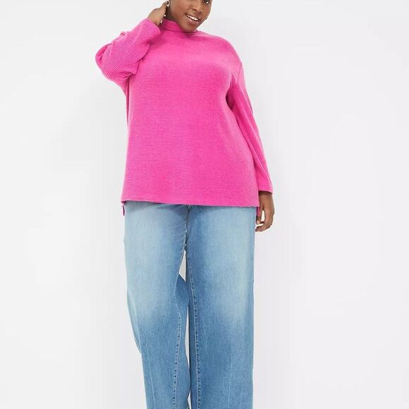 LANE BRYANT -  Relaxed Mock-Neck Rib Top - Picture 3 of 4